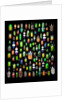 Beetle lay out on black back ground in multi colors and shapes by Anonymous