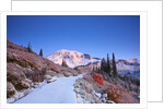 sunrise over Mt. Rainier with snow on fall colors, Washington State by Anonymous