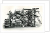 Vintage newspaper printing and folding machine by Anonymous
