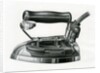 Vintage engraving of an early electric iron by Anonymous
