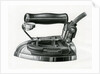 Vintage engraving of an early electric iron by Anonymous