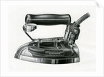 Vintage engraving of an early electric iron by Anonymous