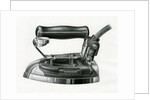 Vintage engraving of an early electric iron by Anonymous