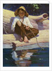 Huckelberry Finn fishing by Anonymous