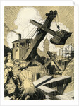 Industrial Construction with Steam Shovel and Laborers by Anonymous