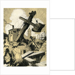 Industrial Construction with Steam Shovel and Laborers by Anonymous