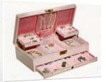Vintage illustration of a woman's pink jewelry by Anonymous