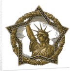 Vintage illustration of Lady Liberty in a star and wreath border by Anonymous