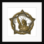 Vintage illustration of Lady Liberty in a star and wreath border by Anonymous