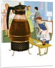 Coffee carafe and housewife serving coffee to guests by Anonymous