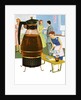 Coffee carafe and housewife serving coffee to guests by Anonymous