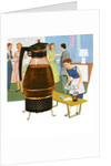 Coffee carafe and housewife serving coffee to guests by Anonymous