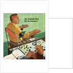 Nervous man taking polygraph or lie detector test by Anonymous