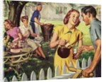 Neighbors Having a Backyard Barbeque. by Anonymous