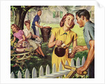 Neighbors Having a Backyard Barbeque. by Anonymous