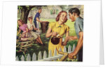 Neighbors Having a Backyard Barbeque. by Anonymous