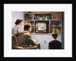 Family Watching Baseball on a New Television. by Anonymous