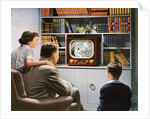 Family Watching Baseball on a New Television. by Anonymous