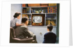 Family Watching Baseball on a New Television. by Anonymous