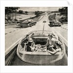 Family Playing Game While Futuristic Car Drives Itself. by Anonymous
