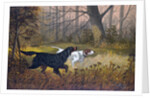 Hunting dogs in woods by Anonymous