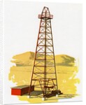 1960s Illustration of an Oil Derrick and Tower. by Anonymous