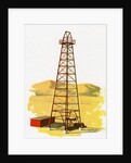 1960s Illustration of an Oil Derrick and Tower. by Anonymous