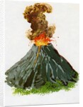 1960s Illustration of an Erupting Volcano. by Anonymous