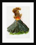 1960s Illustration of an Erupting Volcano. by Anonymous