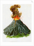 1960s Illustration of an Erupting Volcano. by Anonymous