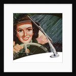 Wipers Clearing Rain from the Windshield of a Woman Driver. by Anonymous