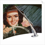 Wipers Clearing Rain from the Windshield of a Woman Driver. by Anonymous