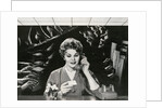 Woman Office Worker on the Phone Distracted by Noise. by Anonymous