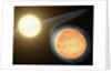 Artist's conception of the searing-hot gas planet WASP-12b (orange orb) and its star by Anonymous