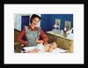 1940s Mother with Her Baby on a Changing Table in a Nursery. by Anonymous