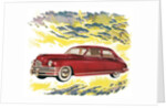 New Red 1940s Car in the Clouds. by Anonymous