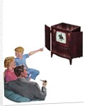 1950s American Nuclear Family Watching a Western of Television. by Anonymous