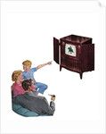 1950s American Nuclear Family Watching a Western of Television. by Anonymous