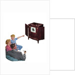 1950s American Nuclear Family Watching a Western of Television. by Anonymous