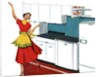 Happy Housewife Dancing in the Kitchen of a 1940s Home. by Anonymous