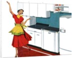 Happy Housewife Dancing in the Kitchen of a 1940s Home. by Anonymous