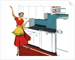 Happy Housewife Dancing in the Kitchen of a 1940s Home. by Anonymous