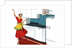 Happy Housewife Dancing in the Kitchen of a 1940s Home. by Anonymous
