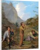 Austrian Hikers Resting and Gathering Spring Water in the Purgstall Mountains by Rudolf Swoboda the Younger
