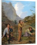 Austrian Hikers Resting and Gathering Spring Water in the Purgstall Mountains by Rudolf Swoboda the Younger