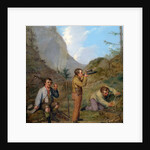 Austrian Hikers Resting and Gathering Spring Water in the Purgstall Mountains by Rudolf Swoboda the Younger