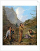 Austrian Hikers Resting and Gathering Spring Water in the Purgstall Mountains by Rudolf Swoboda the Younger