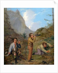 Austrian Hikers Resting and Gathering Spring Water in the Purgstall Mountains by Rudolf Swoboda the Younger