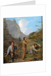 Austrian Hikers Resting and Gathering Spring Water in the Purgstall Mountains by Rudolf Swoboda the Younger