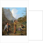 Austrian Hikers Resting and Gathering Spring Water in the Purgstall Mountains by Rudolf Swoboda the Younger